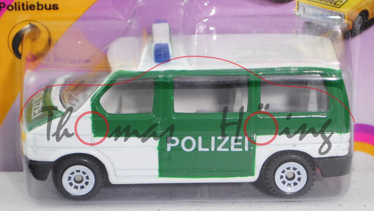 VW T4 Caravelle (Modell 1990-1995) Polizei-Mannschaftswagen, reinweiß/hell-moosgrün, innen lichtgrau