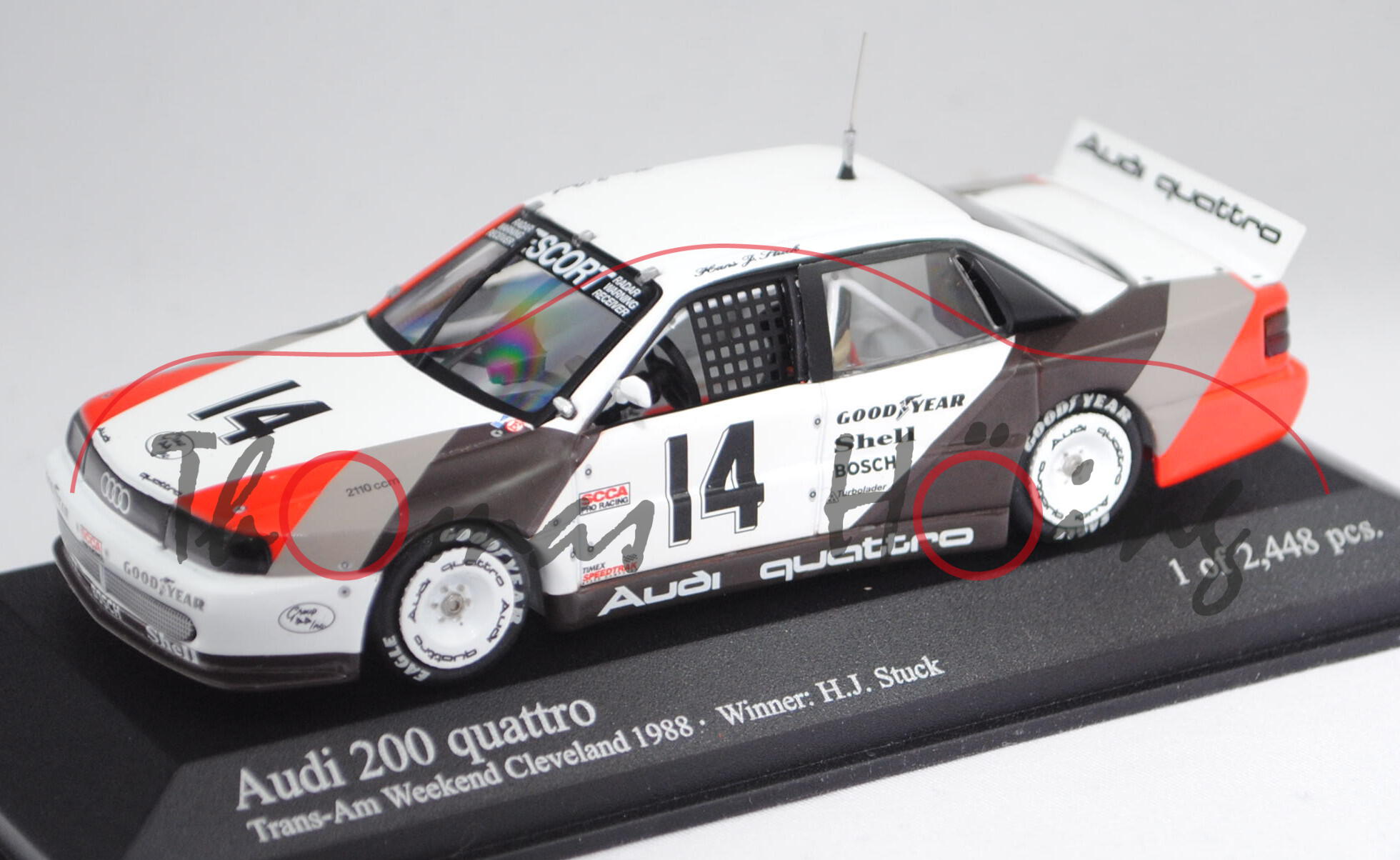 Audi 200 quattro Trans-Am, Rennen Cleveland 1988, Hans-Joachim Stuck, 14, Minichamps, 1:43, PC-Box