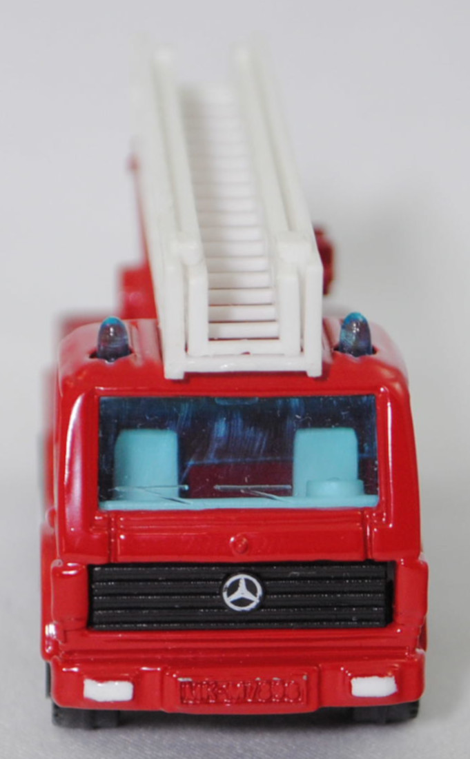 00001 Metz Hubrettungsfahrzeug DL 23-12 S auf Fahrgestell Mercedes-Benz SK 2429 6x4/41 (Modell 1989-1994) (Feuerwehr-Drehleiter), rot, Bpr. 0811/1019/1015, SIKU SUPER, 1:83, m-