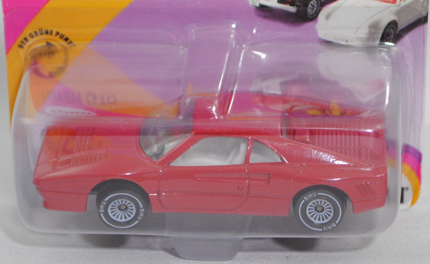 00007 Ferrari GTO (1. Generation, auch Ferrari 288 GTO genannt, F114, Modell 1984-1986), rubinrot, innen reinweiß, Chassis schwarz, Hong, B4, SIKU SUPER, 1:55, P23 (Vorderrad links locker)