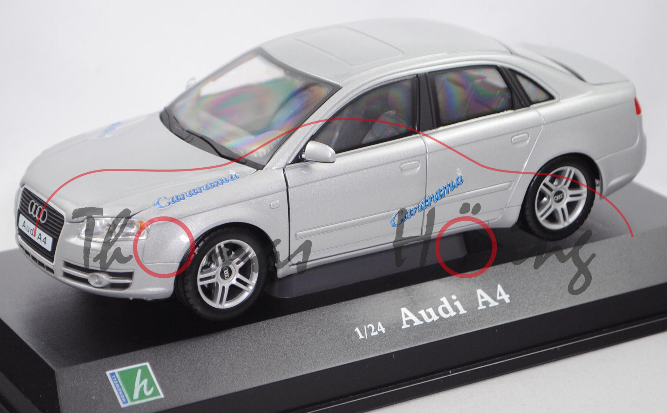 Audi A4 3.2 FSI quattro (B7, Typ 8E, Modell 2004-2007), lichtsilber metallic, Cararama, 1:24, mb