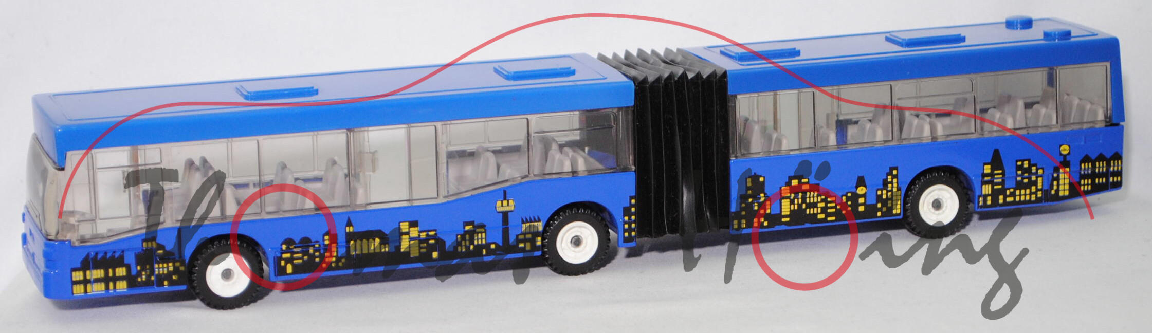 00000 Mercedes-Benz O 405 GN2 Niederflur-Gelenkbus (Modell 1994-1996), blau, ohne Beilage, SIKU, m-