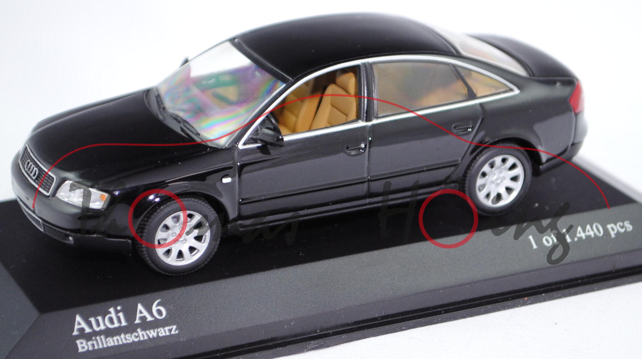 Audi A6 3.0 (C5, Typ 4B, Facelift, Modell 2001-2004), brillantschwarz, Minichamps, 1:43, PC-Box (m-)