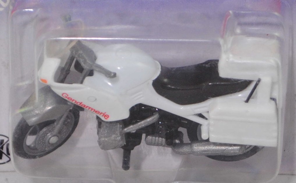 03800 A BMW R 1100 RS 93 (1. Generation, Modell 1993-2001) Polizei-Motorrad, reinweiß/schwarz, Gendarmerie, SIKU, 1:31, P26 verblichen