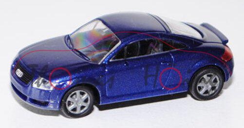 Audi TT Coupe (Typ 8N), Modell 1998-2006, ultramarinblaumetallic, mit Heckspoiler, Rietze, 1:87, mb