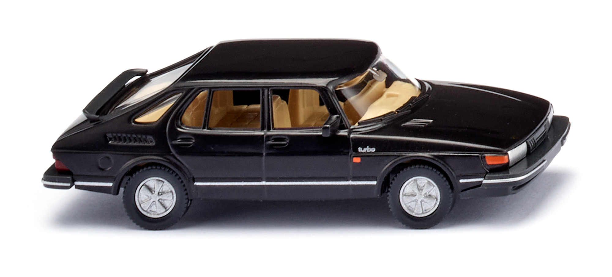 SAAB 900 TURBO mit 5 Türen (1. Generation, Projekt X29, auch Steilschnauzer genannt, Modell 1978-1983), schwarz, innen beige, Wiking, 1:87, mb