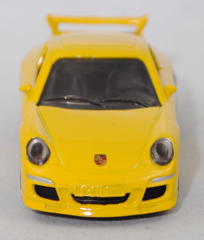 00001 Porsche 911 Carrera S (Typ 997.1 Coupé / 997 MK1 Coupé, Vorfacelift, Modell 2004-2008), kadmiumgelb, B22a / B22b offen schwarz, SIKU SUPER, 1:55, m