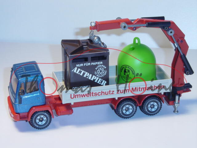 Mercedes LN-2 Recycling-Transporter, verkehrsblaumetallic/verkehrsrot/beige, Umweltschutz zum Mitmac