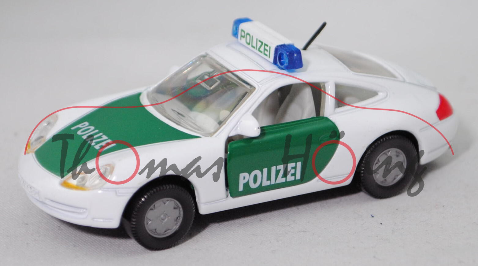 00000 Porsche 911 Carrera Coupé (Typ 996, Mod. 97-01) Autobahn-Streifenwagen, weiß/grün, SIKU, 1:53