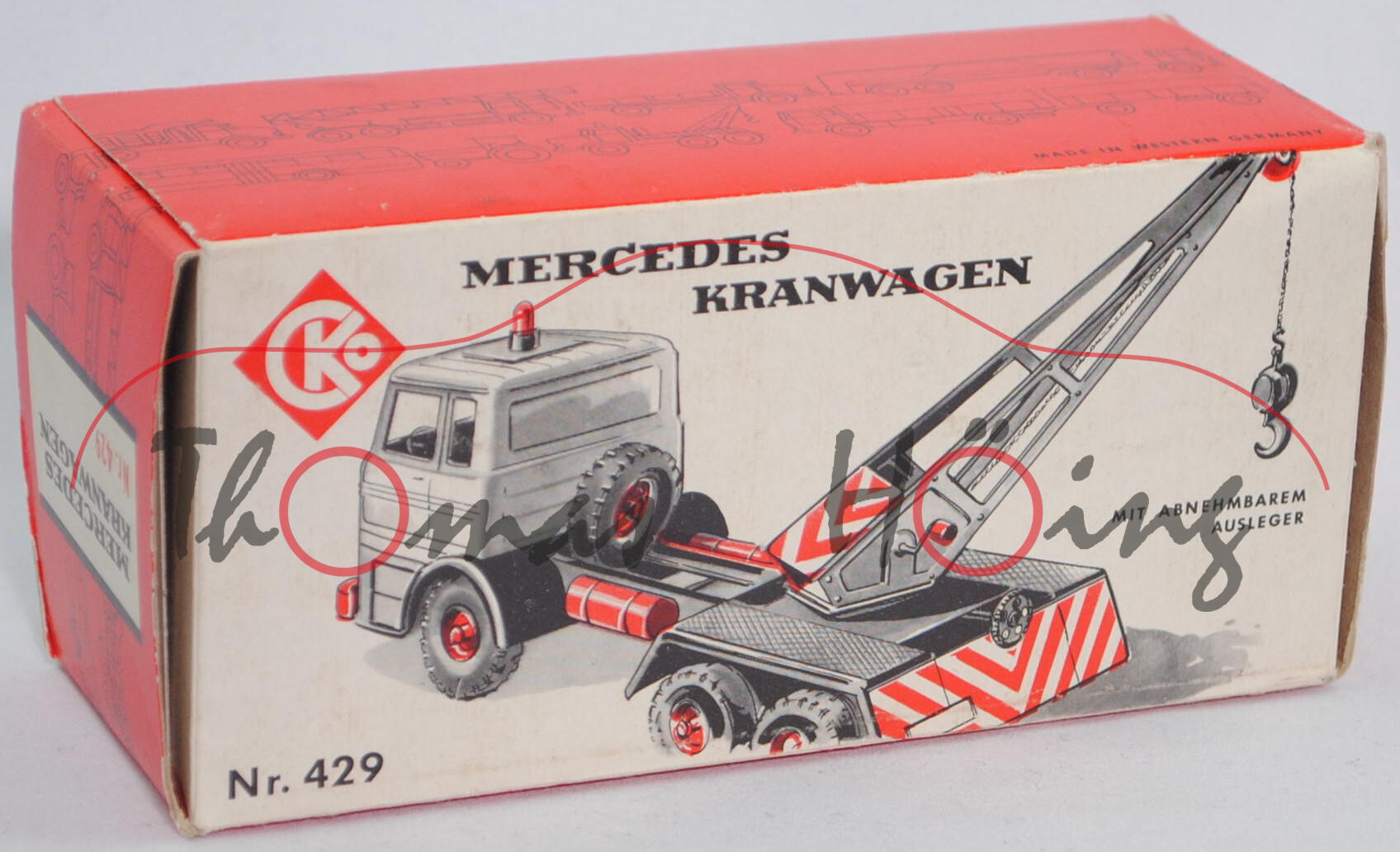 Leerschachtel für Mercedes-Benz LPK 6x4 (Modell 1963-1974) Kranwagen, CKO Kellermann, ca. 1:40, mb