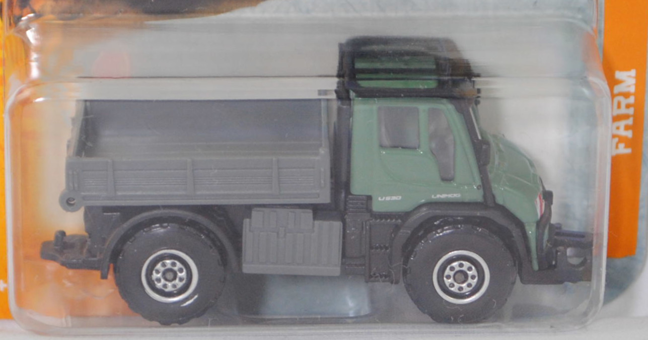Mercedes-Benz Unimog U 530 (Baureihe Unimog 405, Variante UGE, Modell 2013-) (Nr. 251A), resedagrün/staubgrau, majorette, 1:83, Blister (FARM Premium Vehicles)