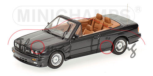 BMW M3 Cabriolet (E30), Modell 1988-1991, diamantschwarz metallic, Minichamps, 1:43, PC-Box