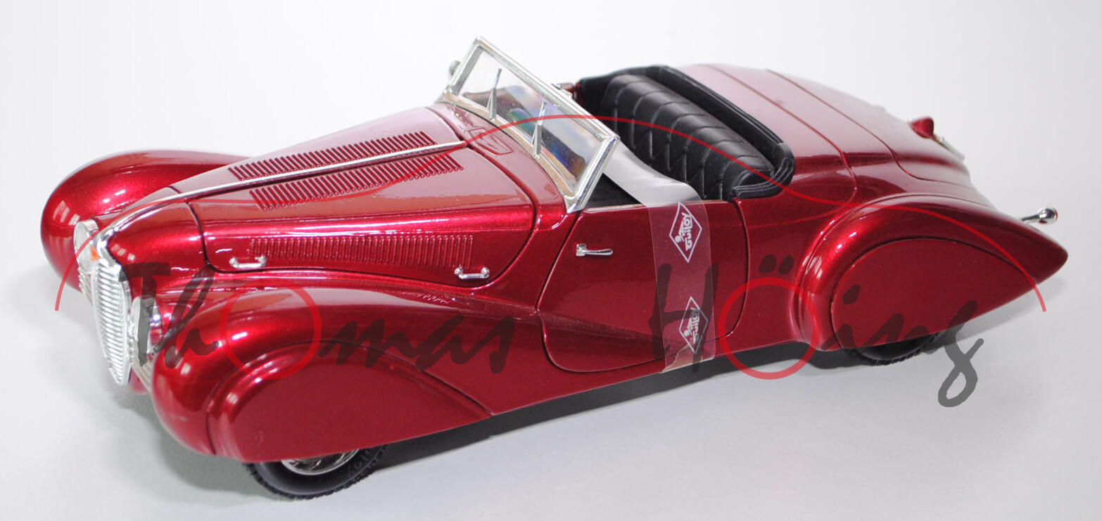 Delahaye Type 165 Cabriolet, Modell 1937-1939, purpurrotmetallic, Guiloy TOP LINE, 1:18, mb