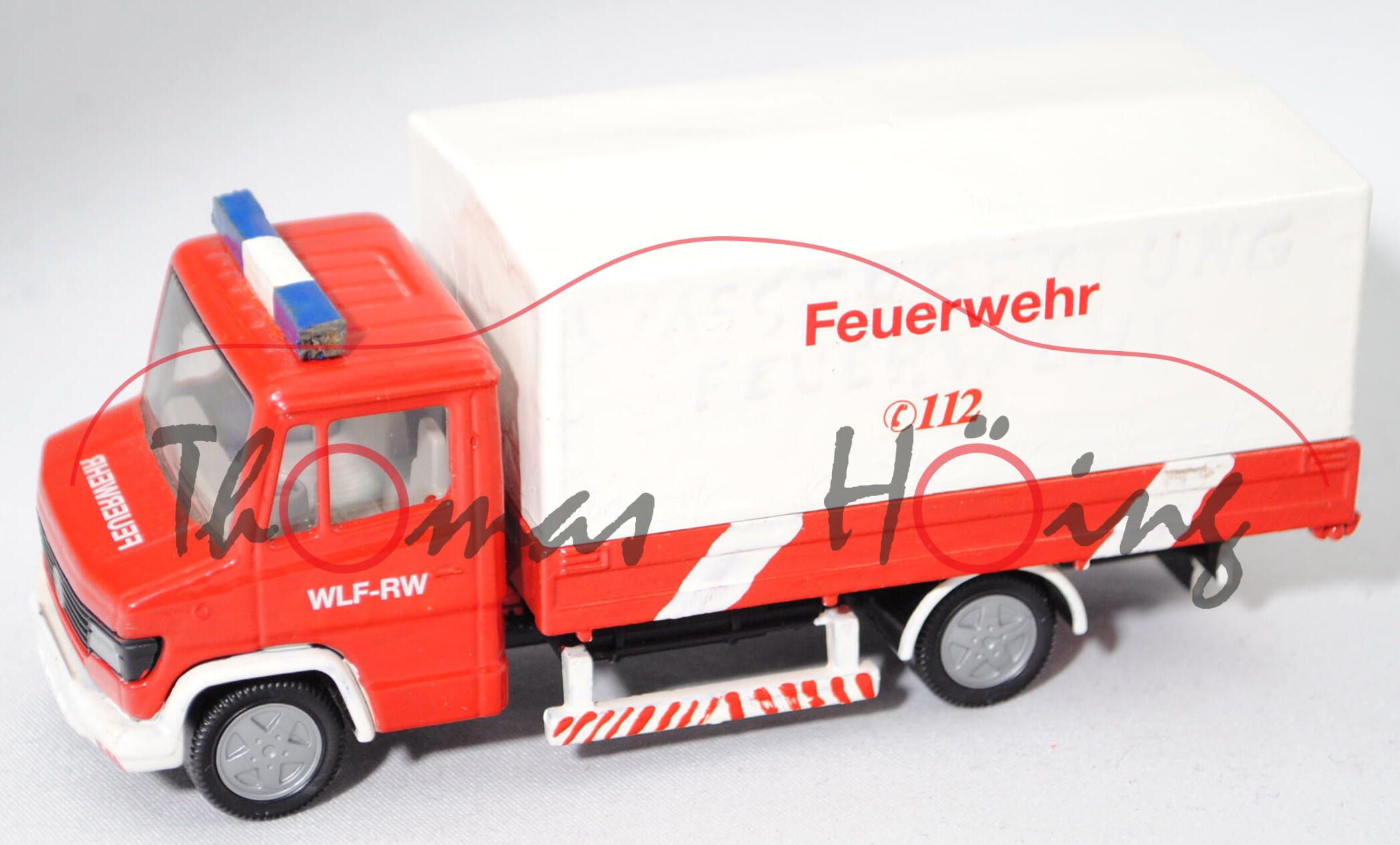 Mercedes-Benz Vario 512 D (Modell 1996-1998) Pritschenwagen mit Plane, rot, Feuerwehr, Umbau