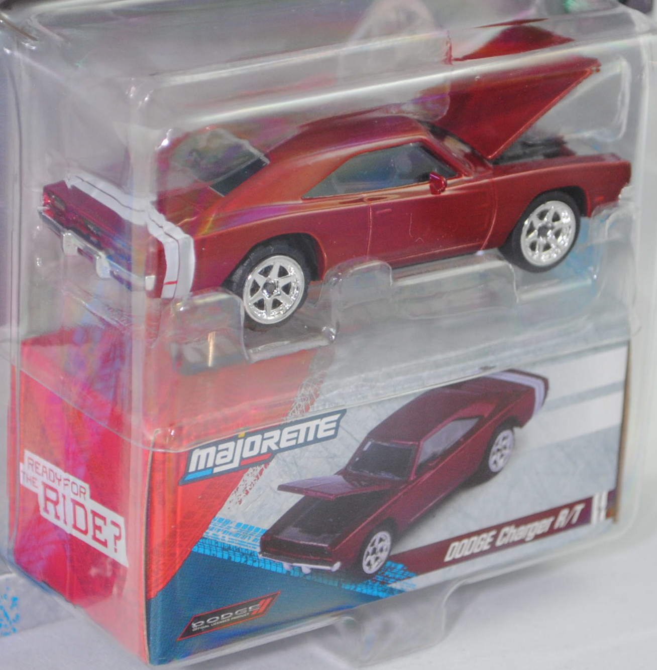 Dodge Charger R/T (2. Generation, R/T = Road & Track, Facelift 1969, Modell 1969-1970) (Nr. 238E), hell-purpurrotmetallic, majorette, 1:66, Blister (SHOWROOM DELUXE CARS)