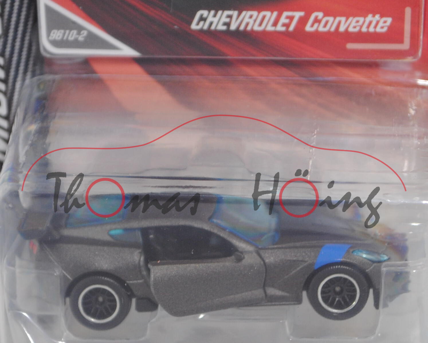 Chevrolet Corvette C7.R (Typ C7, Mod. 14-19), matt dunkel-schiefergraumet., majorette, 1:60, Blister