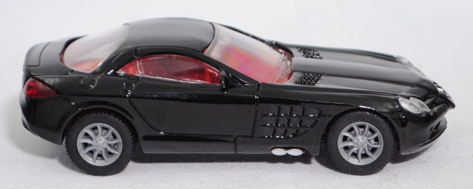 00004 Mercedes-Benz SLR McLaren (1. Generation, C 199, Modell 2004-2008), schwarz, Bpr. 1004, B25a / B25b silbergrau, SIKU SUPER, 1:55, m