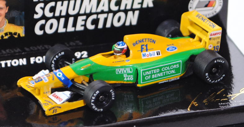 Benetton Ford B 192, signalgelb/dunkel-gelbgrün, Formel 1 Saison 1992, Team: Camel Benetton Ford (3.