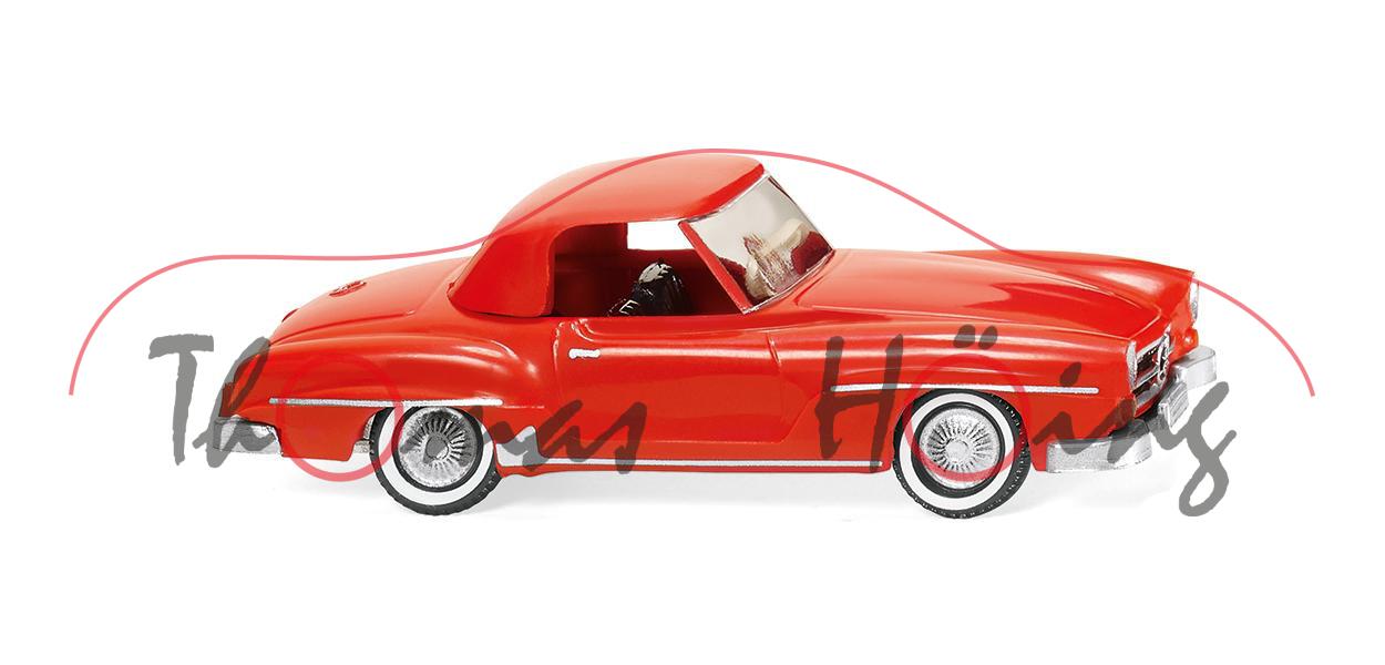 Mercedes-Benz 190 SL Coupé (Baureihe W 121 B II, Modell 1955-1963), verkehrsrot, Wiking, 1:87, mb