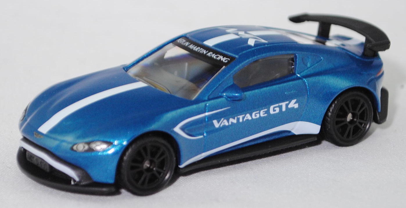 00000 Aston Martin Vantage GT4 (4. Generation, interne Baureihenbezeichnung AM6, Modell 2019-2024), dunkel-signalblaumetallic, VANTAGE GT4, SIKU SUPER, 1:53, P29f