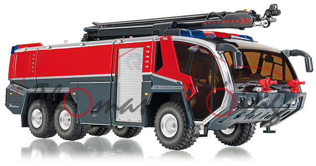 Feuerwehr Rosenbauer FLF PANTHER 6x6 mit Löscharm, feuerrot/schwarz, Wiking, 1:43, mb