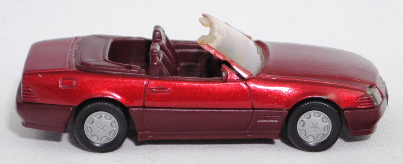 00001 Mercedes-Benz 500 SL (R 129, Modell 1989-1992), purpurrotmetallic, Stern im Kühlergrill silber, Scheibe seitlich lackiert, Heckklappe ohne Stern, Hong, B7, SIKU SUPER, 1:55, m-