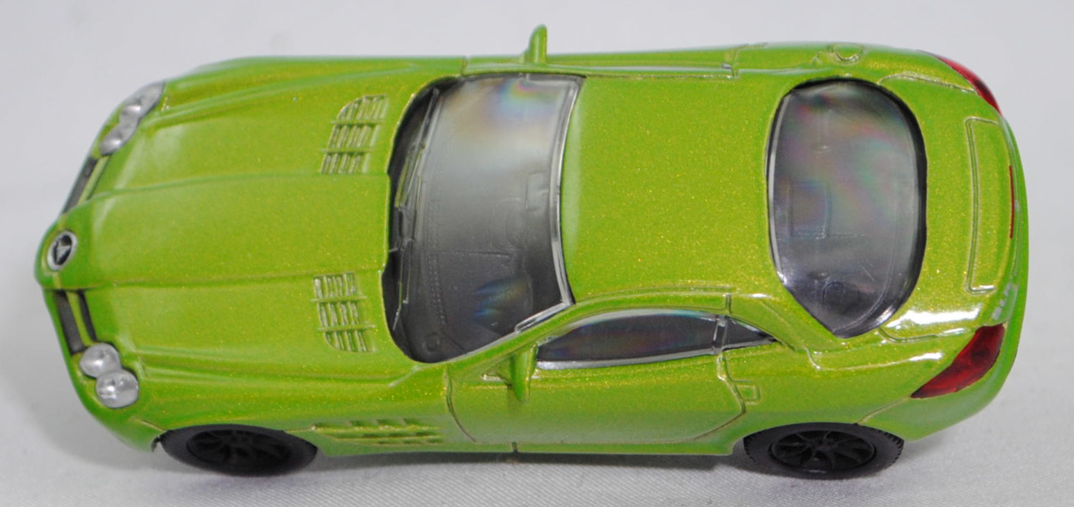 00006 Mercedes-Benz SLR McLaren (1. Generation, C 199, Modell 2004-2008), hell-gelbgrünmetallic, Bpr. 1004, B25a / B25b schwarz, SIKU SUPER, 1:55, m