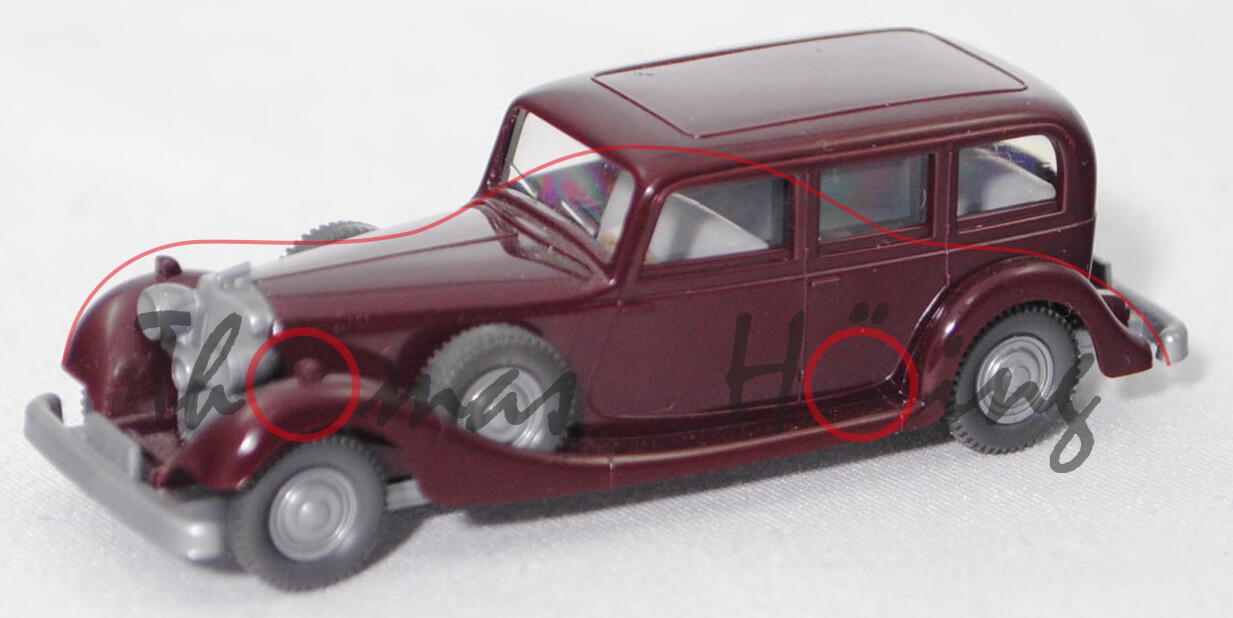 001c Horch 850 (Typ viertürige Pullman-Limousine, Modell 1935-1937), schwarzrot, Wiking, 1:87