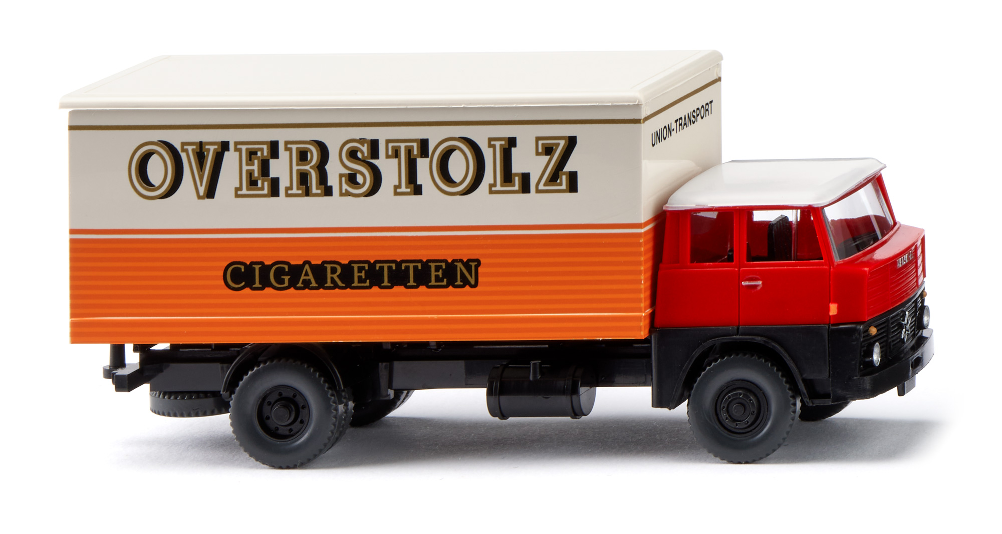 Henschel HS 14/16 Frontlenker (interne Baureihenbezeichnung 503, Fahrerhaus lang, Vorfacelift, Modell 1961-1962) Koffer-LKW, karminrot/schwarz, Wiking, 1:87, mb