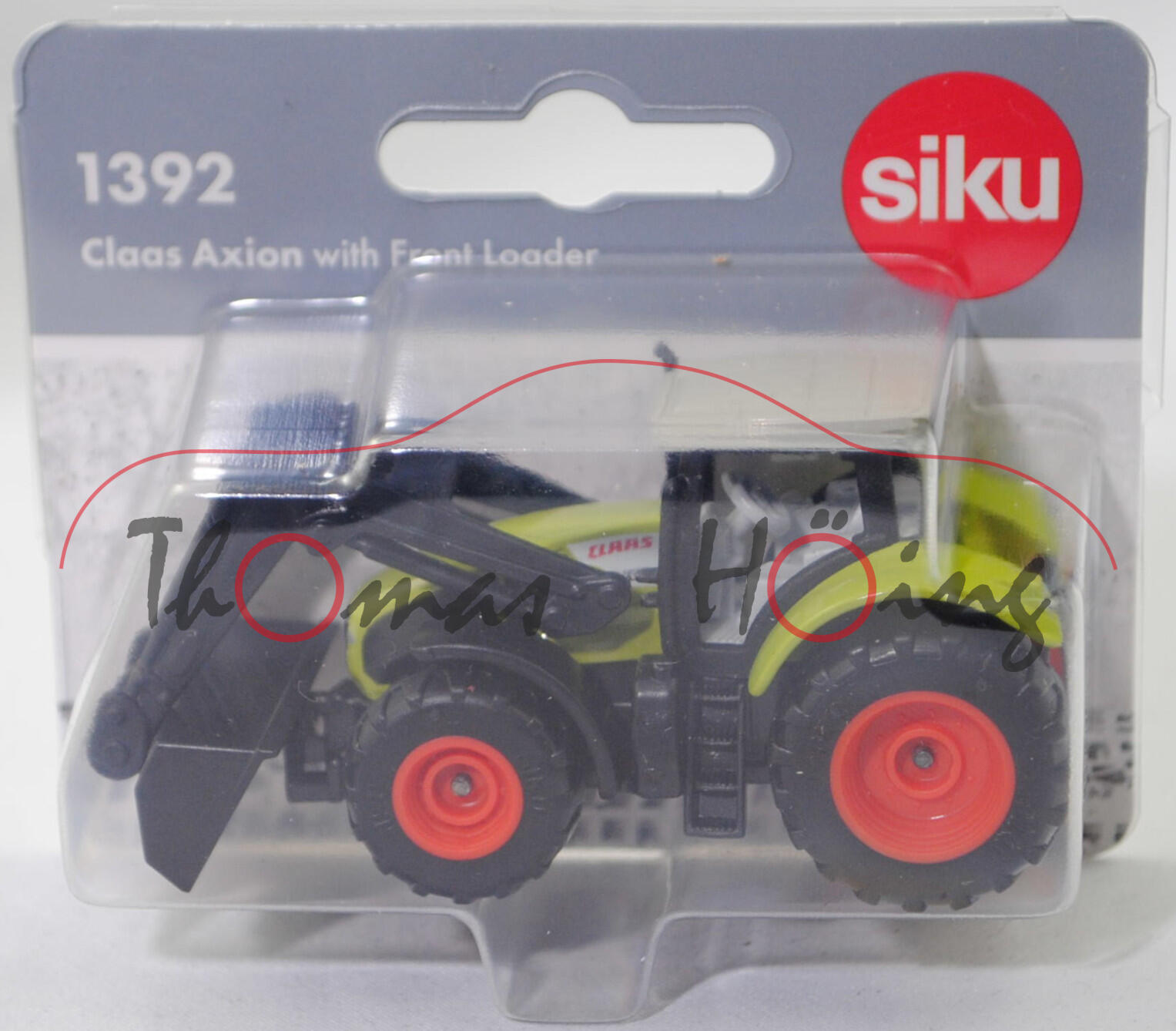 00000 CLAAS AXION 950 (2. Generation, Modell 2017-) Traktor mit Frontlader, claasgrün, Frontlader mit Schaufel schwarz, SIKU SUPER, 1:83, P29f