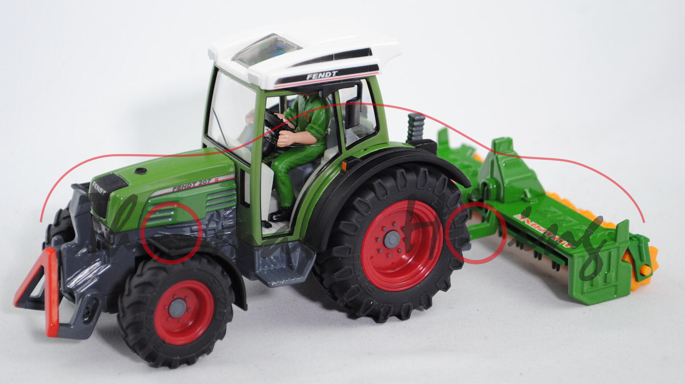 Fendt (Farmer) 207 S Traktor (Mod. 02-09) mit AMAZONE Kreiselgrubber KG 303 (vgl. 1958), cremeweiß/h