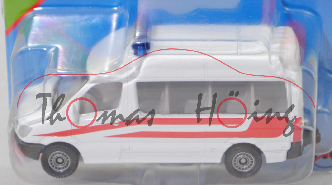 03803 A Mercedes-Benz Sprinter II (Mod. 06-09) Krankenwagen, weiß, Druck Streifen in rot auf den Seiten, C80, SIKU, 1:77, P29e