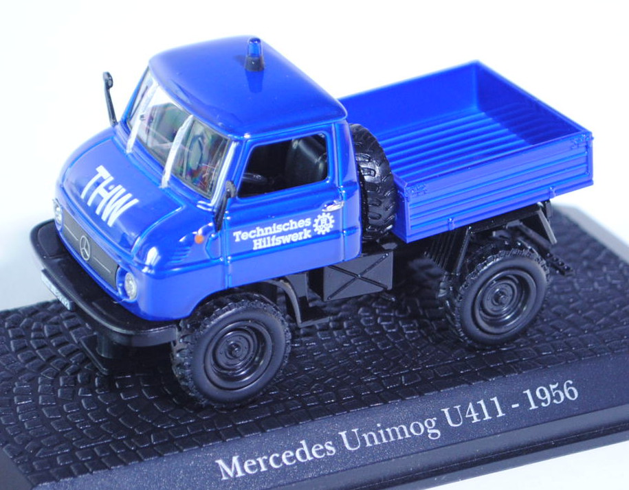 Unimog U 34 (Baureihe 411), Baujahr 1956, Modell 1956-1974, ultramarinblau, THW / Technisches / Hilf