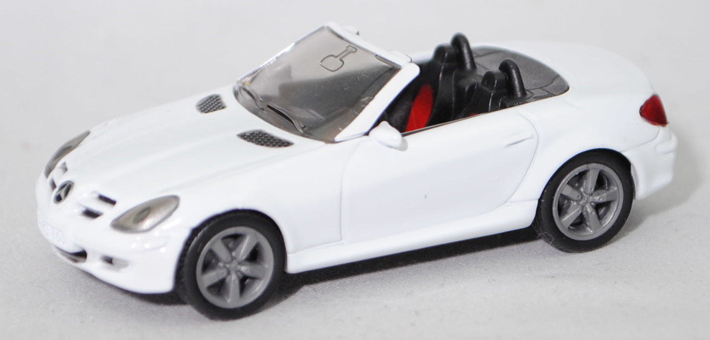 00003 Mercedes-Benz SLK 350 (interne Baureihenbezeichnung R 171, Vor-MoPf, Modell 2004-2008), reinweiß, innen schwarz/verkehrsrot, Bpr. 1002, SIKU SUPER, 1:55, m