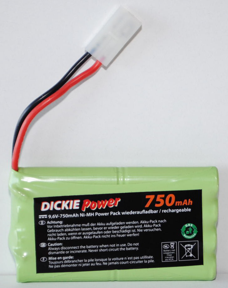 Akku-Pack NiMh 9,6 V / 750mAh, für RC-Fahrzeuge, DICKIE TOYS, mb