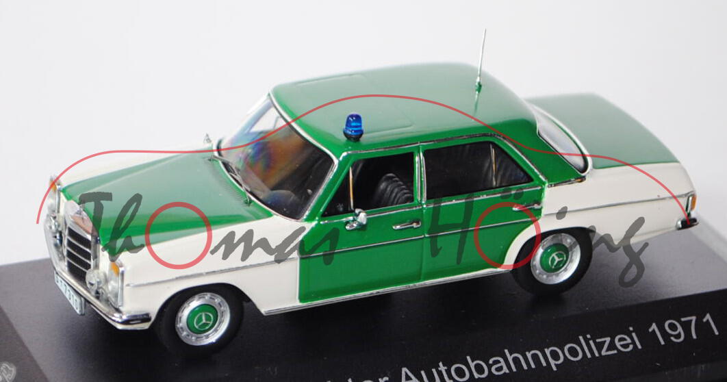 Mercedes-Benz 200/8 (Baureihe W 115) Autobahnpolizei, Baujahr 1971, Modell 1967-1973, reinweiß/minzg