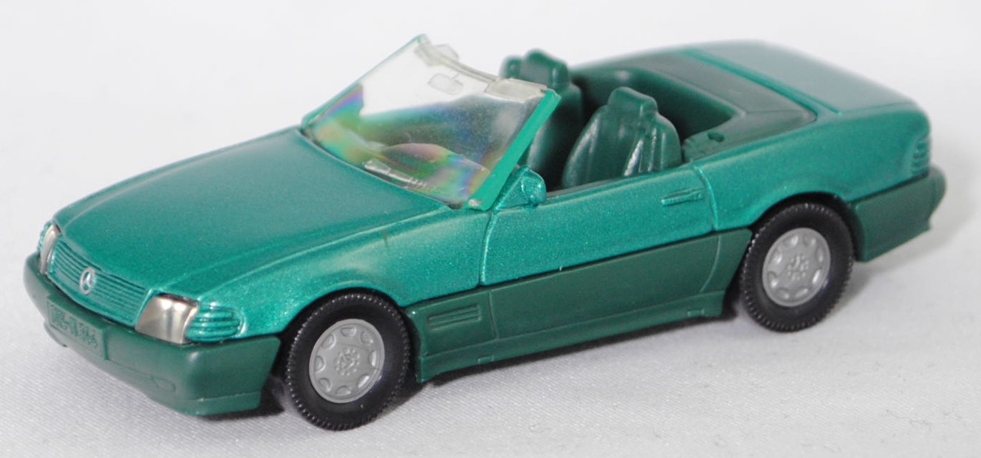 00004 Mercedes-Benz 500 SL (R 129, Modell 1989-1992), türkisgrünmetallic, Stern im Kühlergrill silber, Heckklappe mit Stern, Hong, B7, SIKU SUPER, 1:55, m