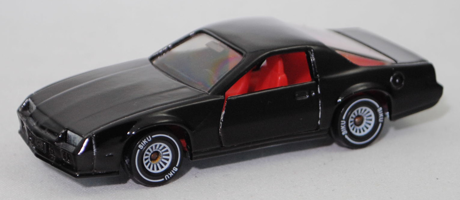 00003 Chevrolet Camaro Berlinetta 5.0L V8 (3. Generation, Vorfacelift, Modell 1982-1984), schwarz, Bpr. CAMARO Z 28, W-Germ, Chassis chrom, mit CE-Zeichen, B4, SIKU SUPER, 1:59, m