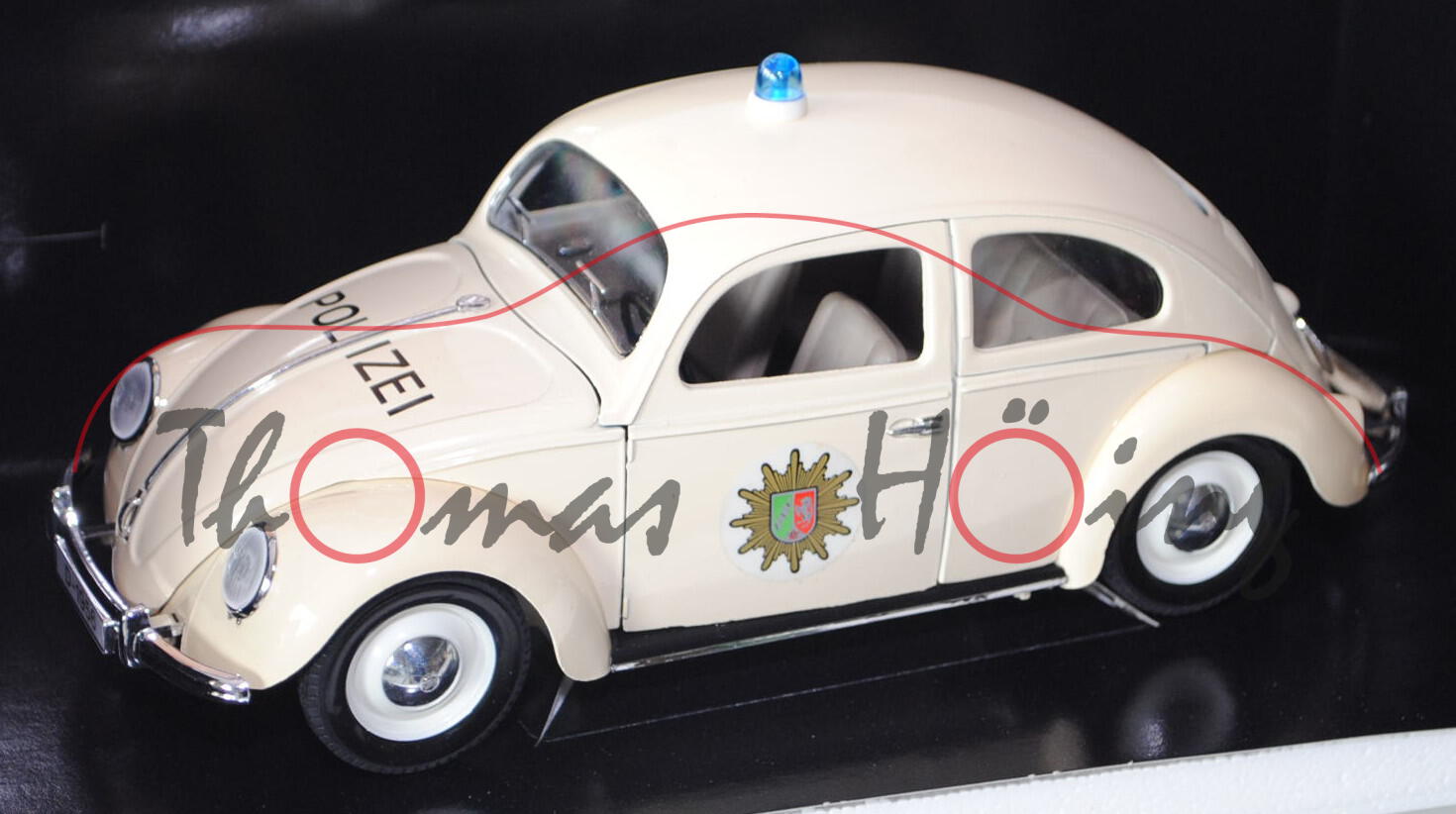 VW Käfer Standardlimousine (Typ 11) (Brezelkäfer), Modell 1949, hellelfenbein, POLIZEI Nordrhein Wes