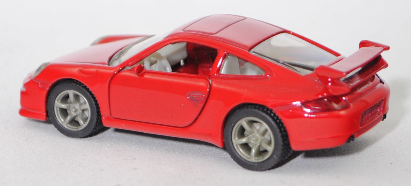 00000 Porsche 911 Carrera S (Typ 997.1 Coupé / 997 MK1 Coupé, Vorfacelift, Modell 2004-2008), dunkel-verkehrsrot, B22a / B22b offen silbergrau, SIKU SUPER, 1:55, m