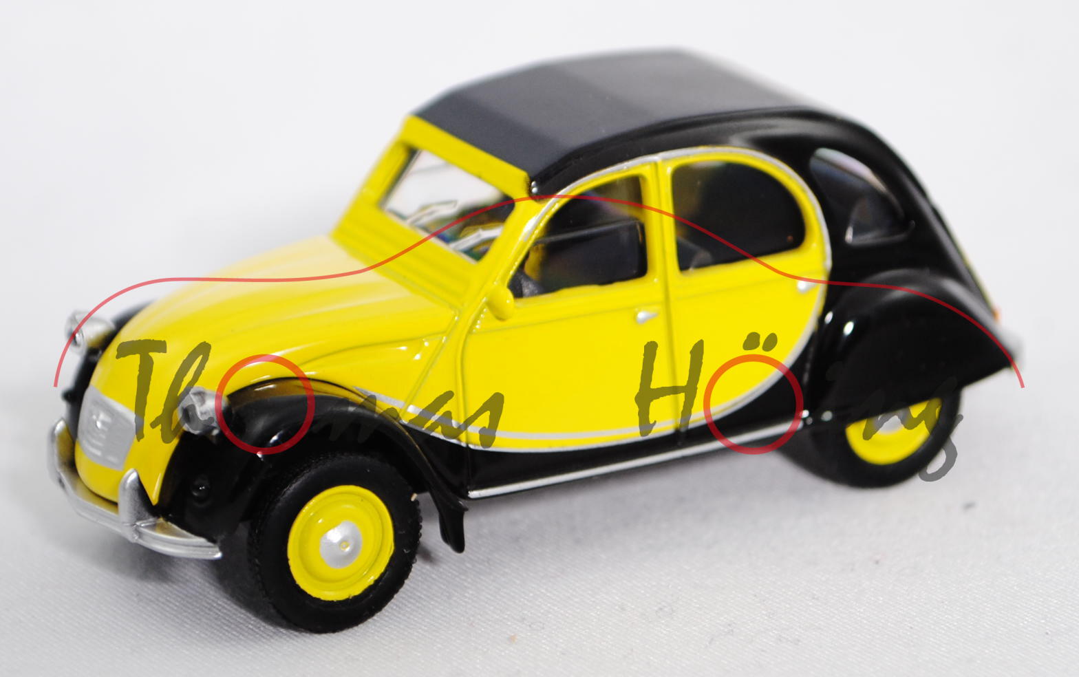 Citroen 2CV Charleston (Modell 1980-1990), zinkgelb/schwarz, 1:54, Norev CLASSIC, mb