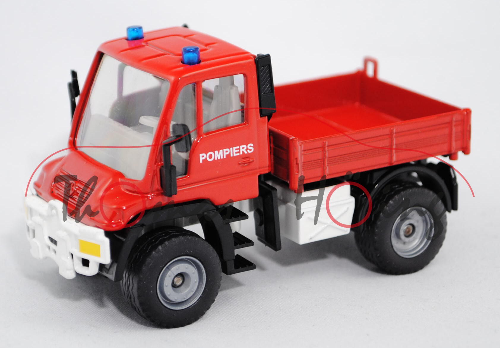 00100 Unimog U 300 (Baureihe 405, Modell 2000-) Feuerwehr, verkehrsrot/weiß, Frontscheinwerfer gelb,