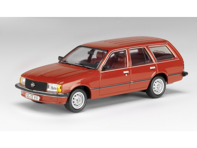 Opel Rekord E1 Caravan, Modell 1977-1982, flamencorot, Schuco, 1:43, PC-Box