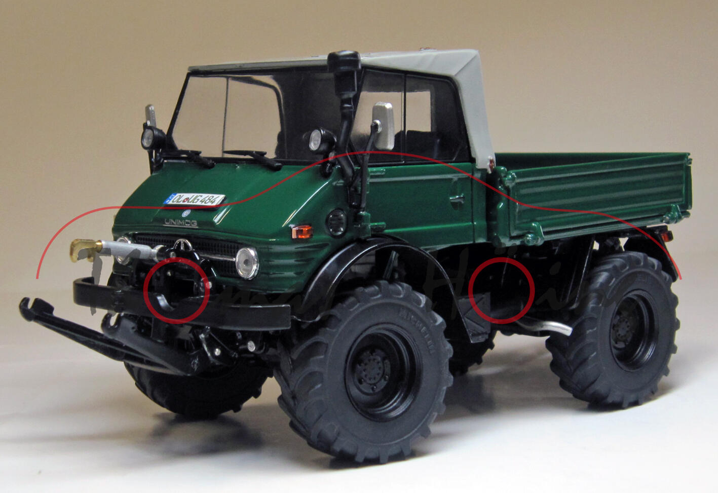 Unimog 406 (U84 / U900) Cabrio (Mod. 1971-1989), moosgrün, weise-toys by HOLLAND OTO, 1:32, mb