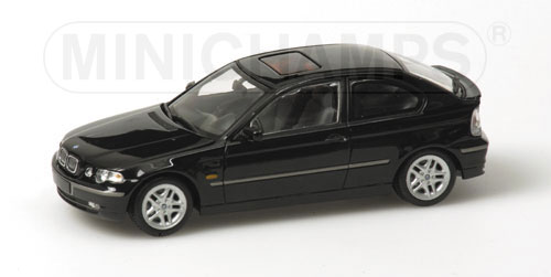 BMW 325ti compact (E46/5), Modell 2001-2003, black saphire, Minichamps, 1:43, PC-Box