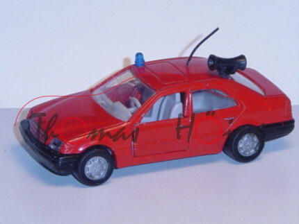 Mercedes C 220 (Baureihe W 202), Modell 1993-1995, karminrot, mit Blaulicht+Antenne+Lautsprecher, Um