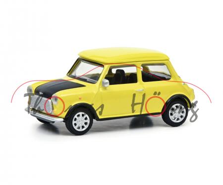 Mini Cooper 1.3i (Typ MK VI, Mod. 1992-1996), gelb, Motorhaube mattschwarz, Nr. 8, Schuco, 1:64, mb