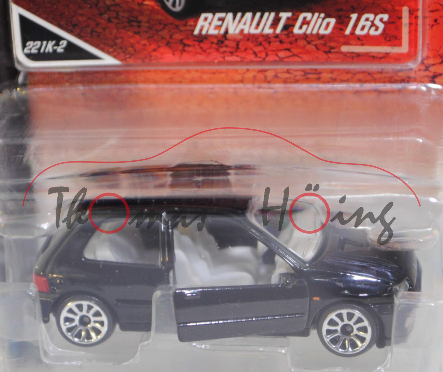 Renault Clio 16S (1. Generation, Typ 57, Vorfacelift / Phase 1, Modell 1991-1994), schwarz, Nr. 221K-2, majorette, 1:53, Blister