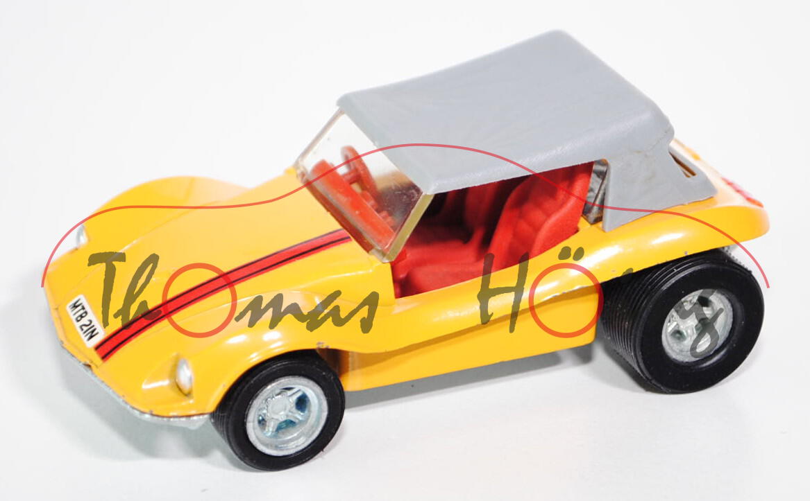 Beach Buggy, dahliengelb, Dach verkehrsgrau, Verdeck abnehmbar, DINKY TOYS, 1:43, minimale Farbabpla