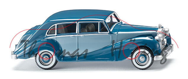 Rolls-Royce Silver Wraith (Modell 46-53), azurblau mit pastellblauen Seitenflanken, Wiking, 1:87, mb